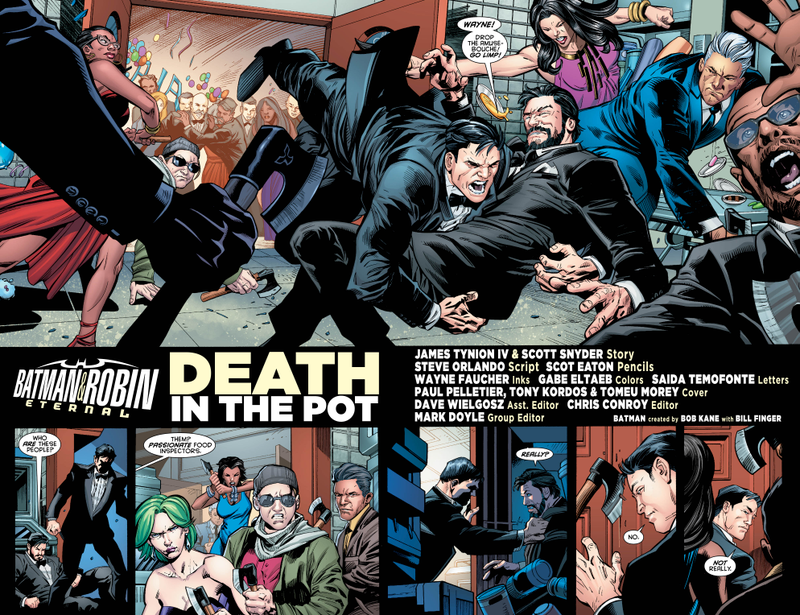 Illustration for article titled Exclusive DC preview: Batman And Robin Eternal #4 invites Bruce Wayne to a deadly dinner